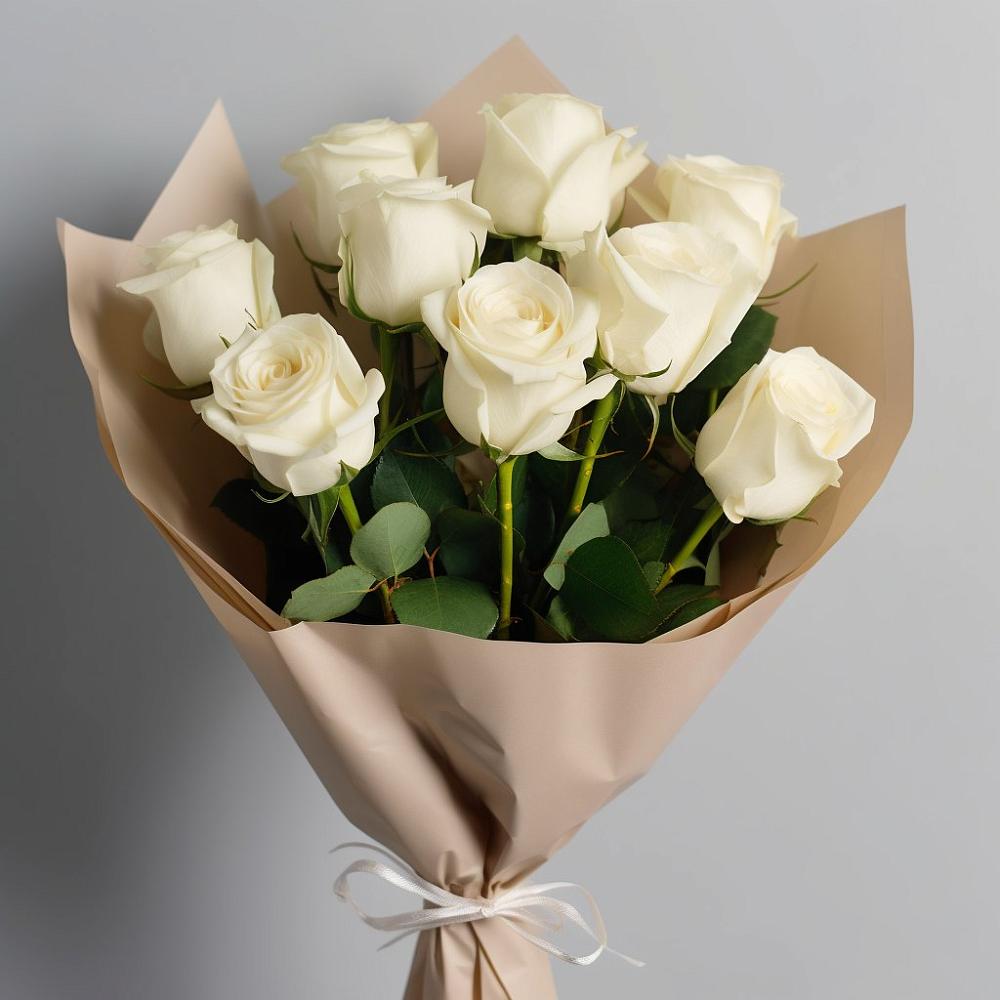 Букет 9 Белых роз Эдлесс Лав в Артём