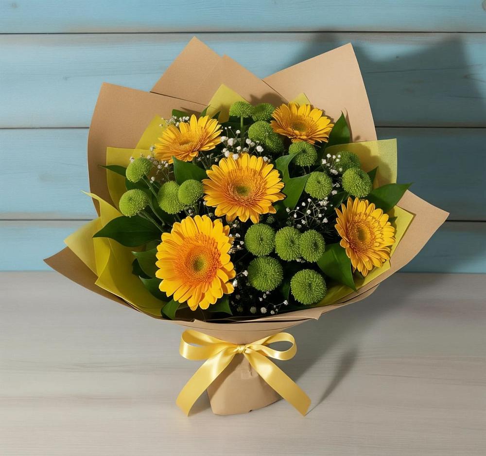 Букет цветов из: Герберы и Хризантемы в Артём