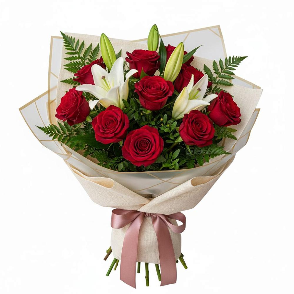 Букет цветов из: Лилии и Розы в Артём