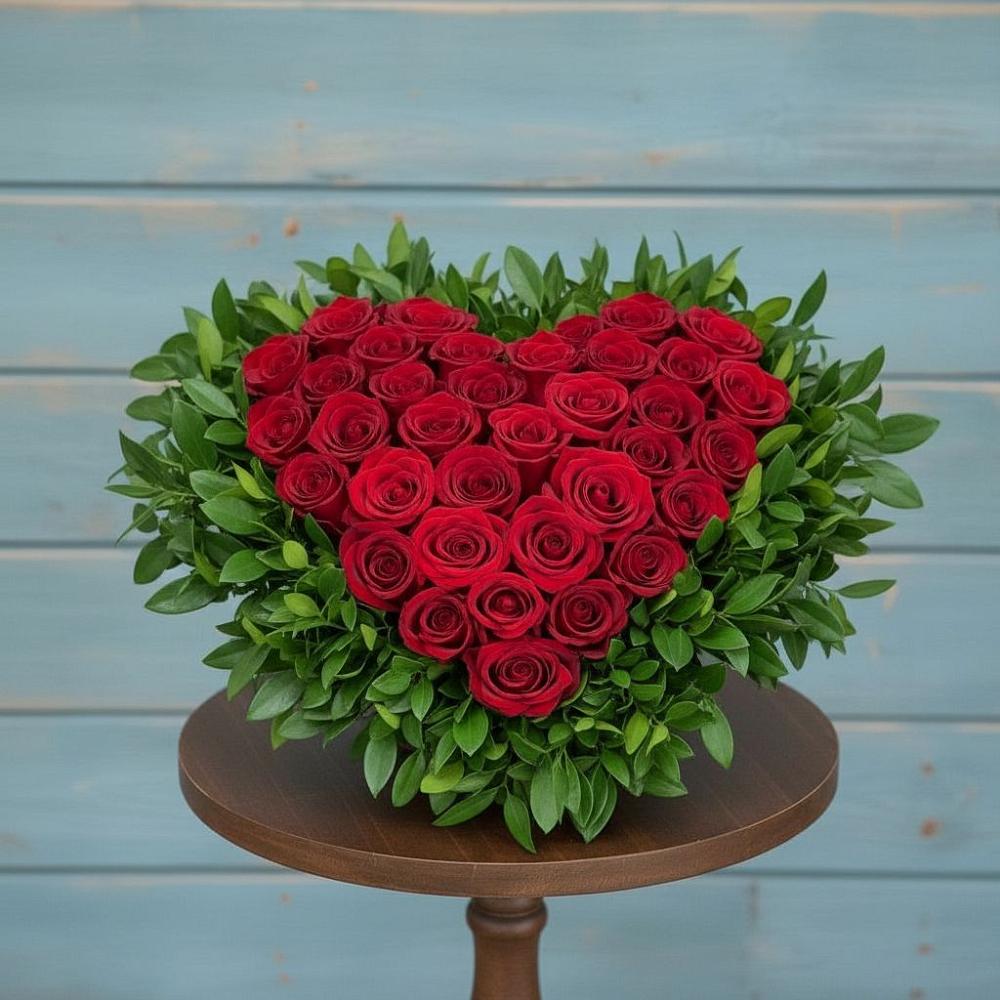 Цветочная композиция из Розы в виде сердца в Артём