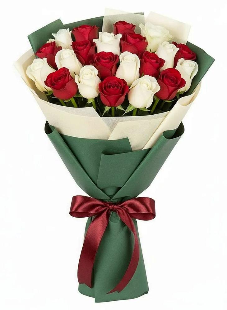 Букет Микс из красных и белых роз в Артём