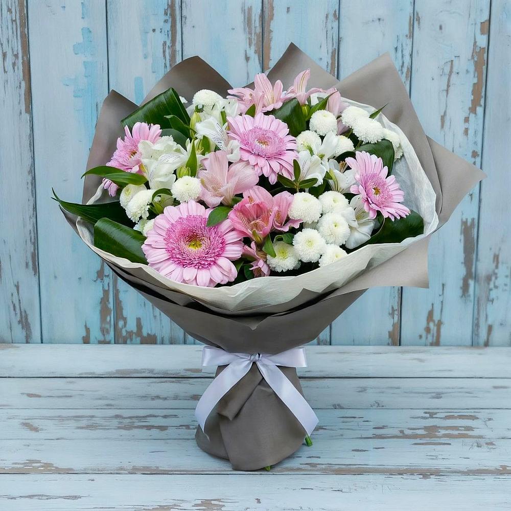 Букет цветов из: Герберы, Альстромерии и Хризантемы в Артём