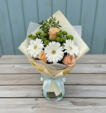Букет цветов из:  Герберы, Розы и Хризантемы в Артём
