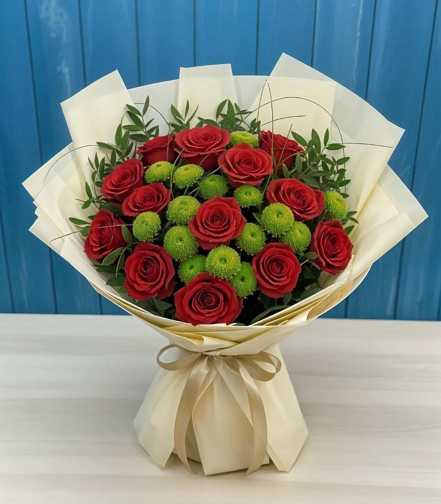 Букет цветов из: Розы и Хризантемы в Артём